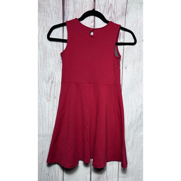 Lands End A-Line Red Sequin Neck Stretch Knee Length Holiday Xmas Dress S 7/8 - Picture 3 of 5